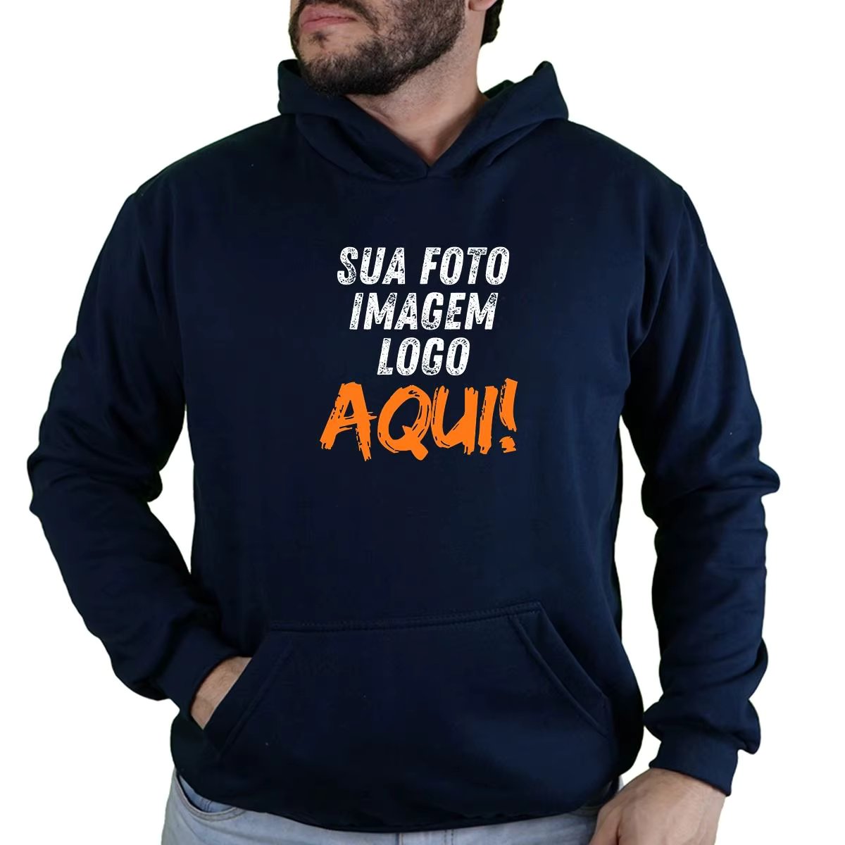 Blusa de frio Moletom Com Estampa masculino Personalizada sua estampa aqui