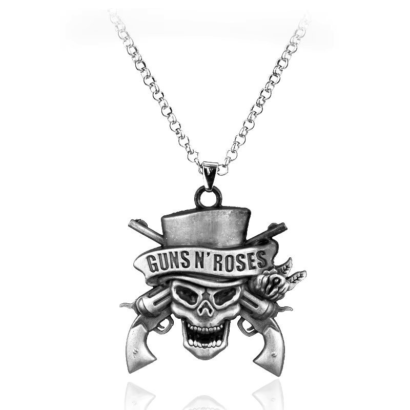 Rock Music Band Guns N 'Roses Skull Death Logo Pendants Necklaces Necklace for Woman Man Music Series Jewelry