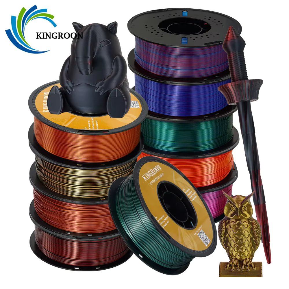 KINGROON 11/22 lbs Dual-Color 3D Printer Filament Silk PLA 2 Color for 3D Printing Plastic Materials 1.75mm For FDM 3D Printer