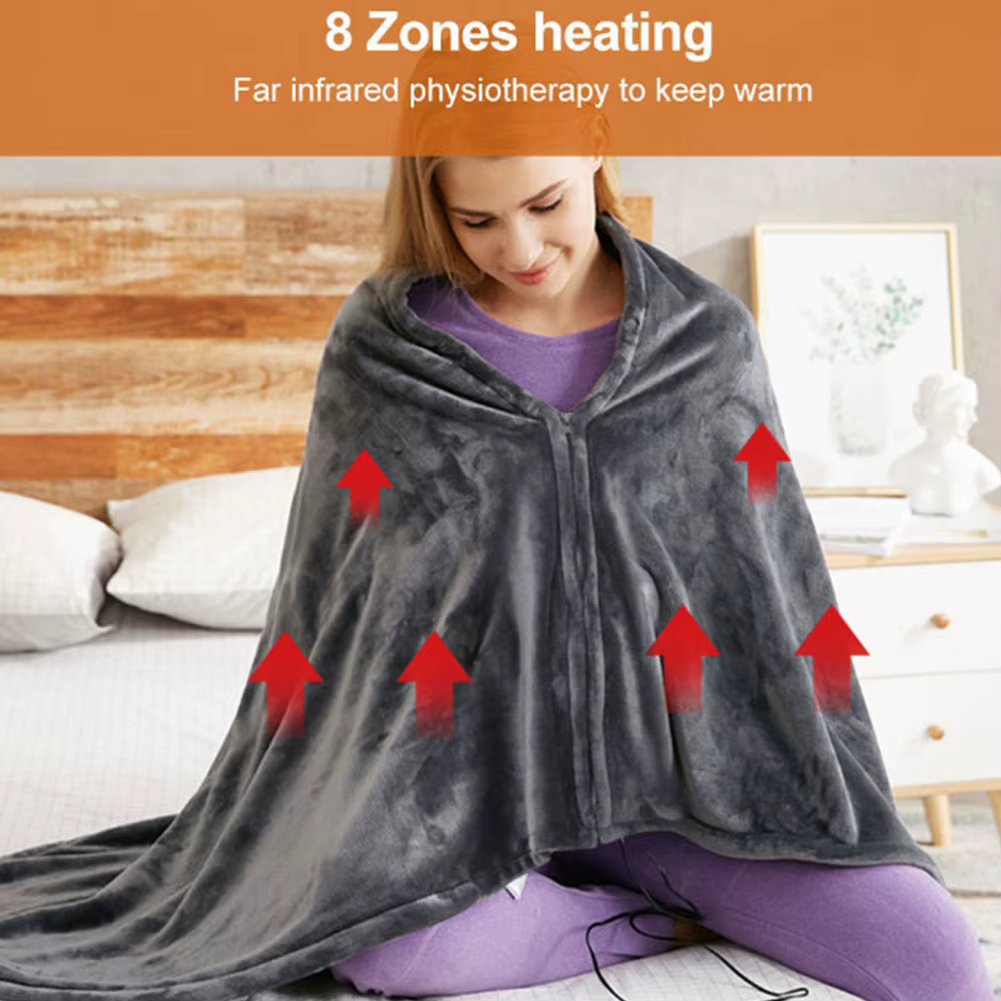 1-3PCS USB Electric Heated Blanket 3 Heating Levels Fleece Heated Blanket Wearable Throw Over Blanket for Household and Office