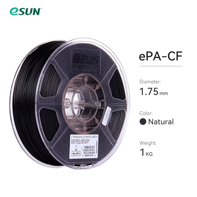 eSUN Carbon Fiber Filled Nylon Filament PA-CF 1.75mm 3D Printer Filament,1KG 2.2LBS Spool 3D Printing Filament for 3D Printers