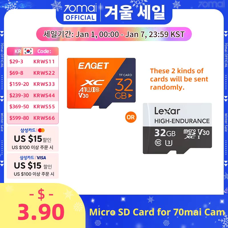 Eaget Ultra High Speed Card UHS-3 64GB 128GB for 70mai A810 A800S Class10 Micro SD Card 32GB 64GB For 70mai Dash Cam Memory Card