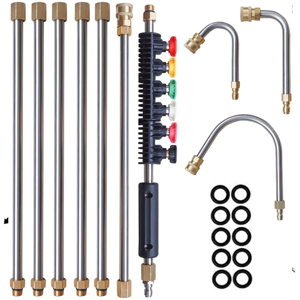 10 Pcs/set High Pressure Washer Extension Quick Connect Power Washer Lance with 6 Nozzle Heads Cleaning Benders Air Condition