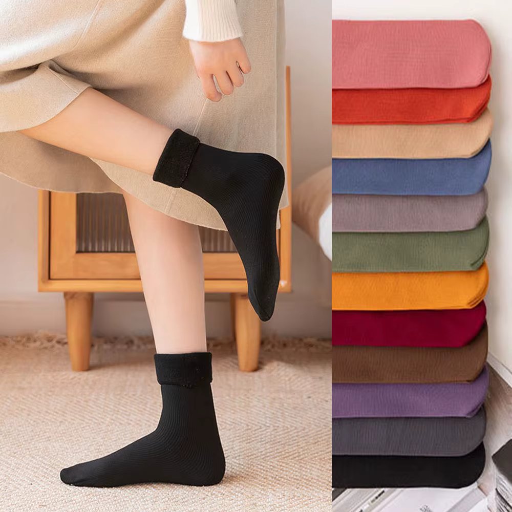[10 pairs set] No pressure fluff socks women female winter thick mid-neck Women cold socks