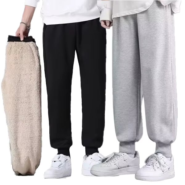 Fleece-Lining Men's Moist Training Pants For The Gober Pants Laid Banding Pants Big-size Winter Cleaning Pants