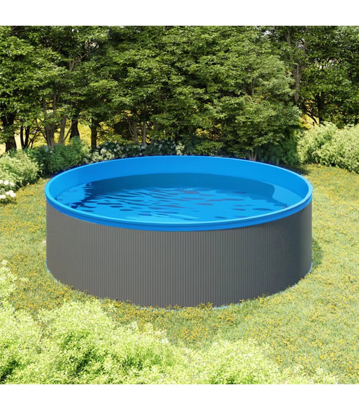 Swimming pool splash pool with hanging skimmer and pump 350x90 cm Gray
