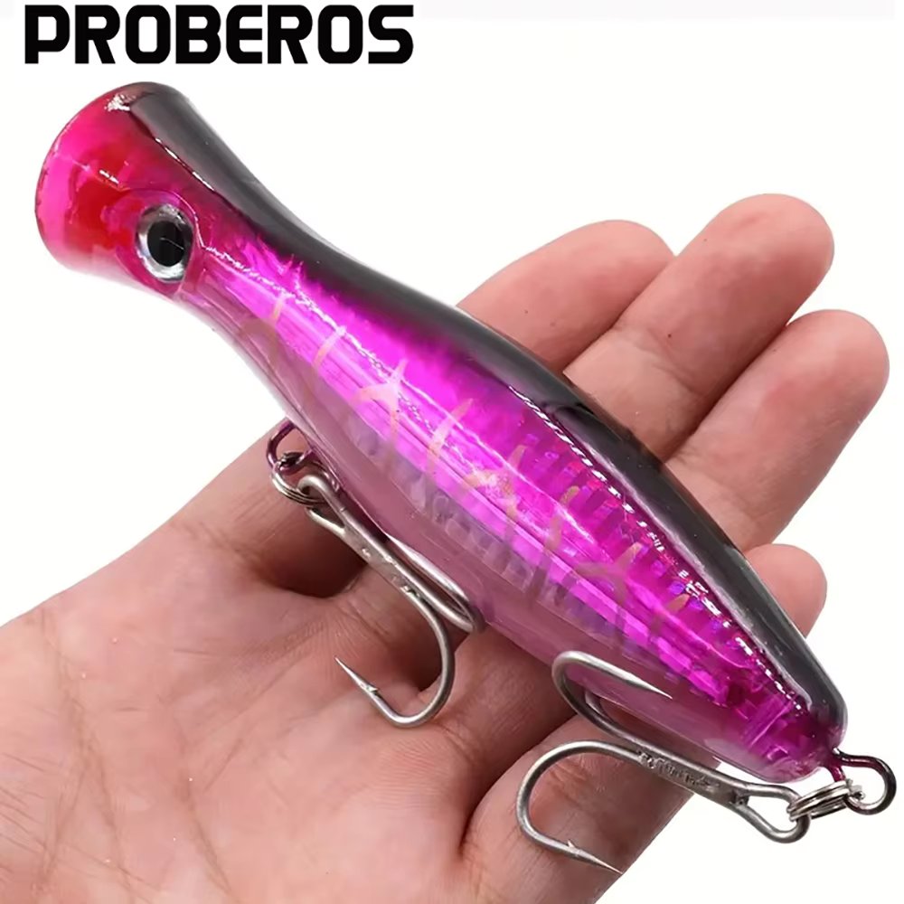 PROBEROS 1pc 13cm 43g Popper Fishing Lure Hard Artificial Bait with 2 Treble Hooks Carp Fishing Lures Wobbler,Luya bait