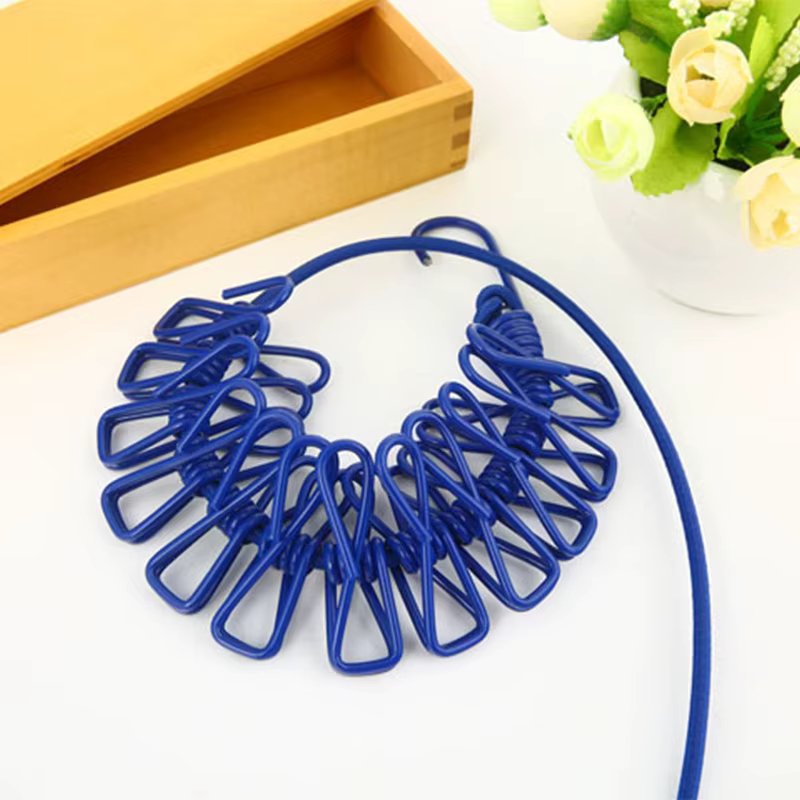 Portable Clothing Clothesline with 12 Clips Retractable Laundry Dryer Clothes Rope Drying Rack Cloth Hanging Line For Outdoor