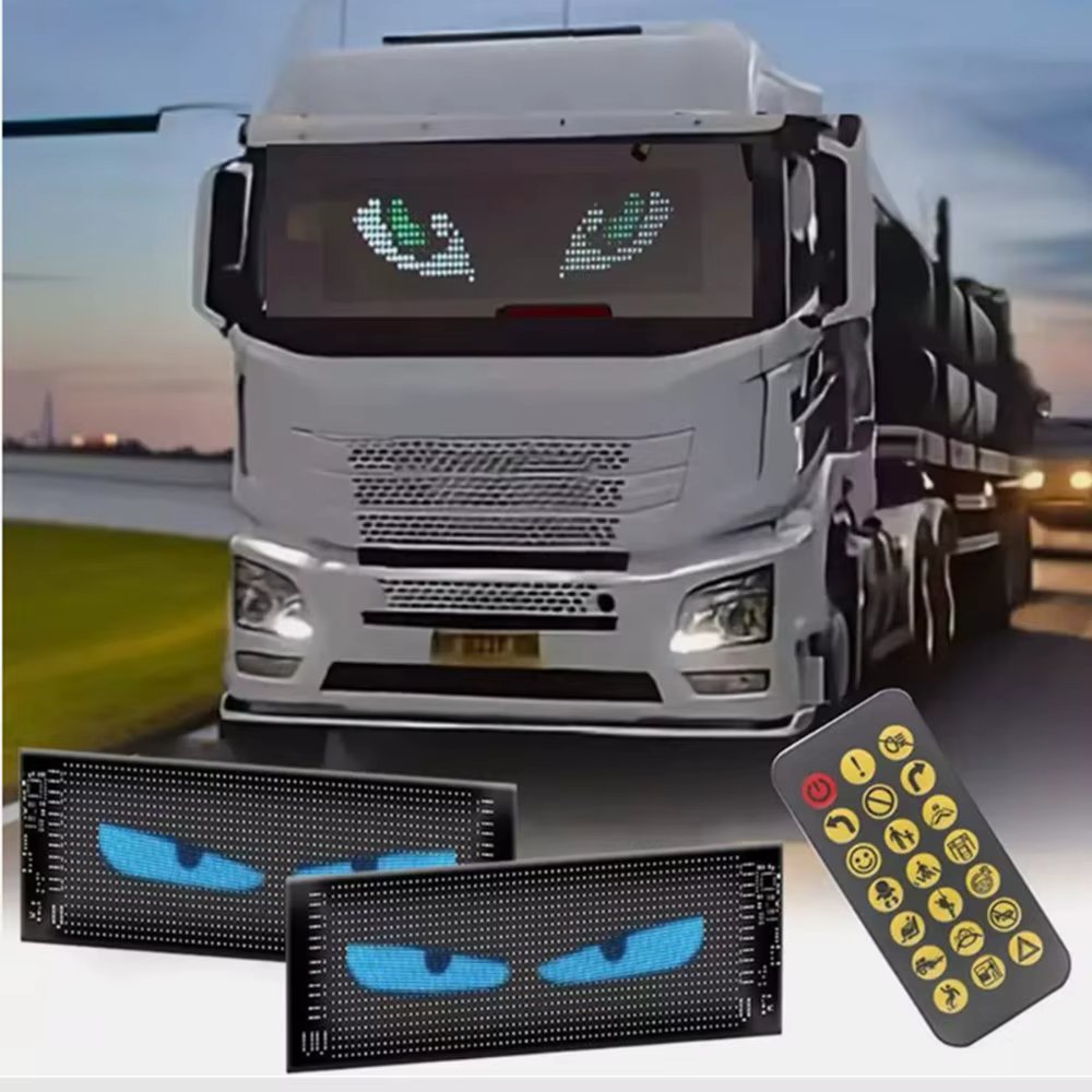 NEW Car Soft Screen USB Eyes Devil Car Flexible Advertising LED Smart APP Screen Window Door Header Full Color Screen Eyes Light