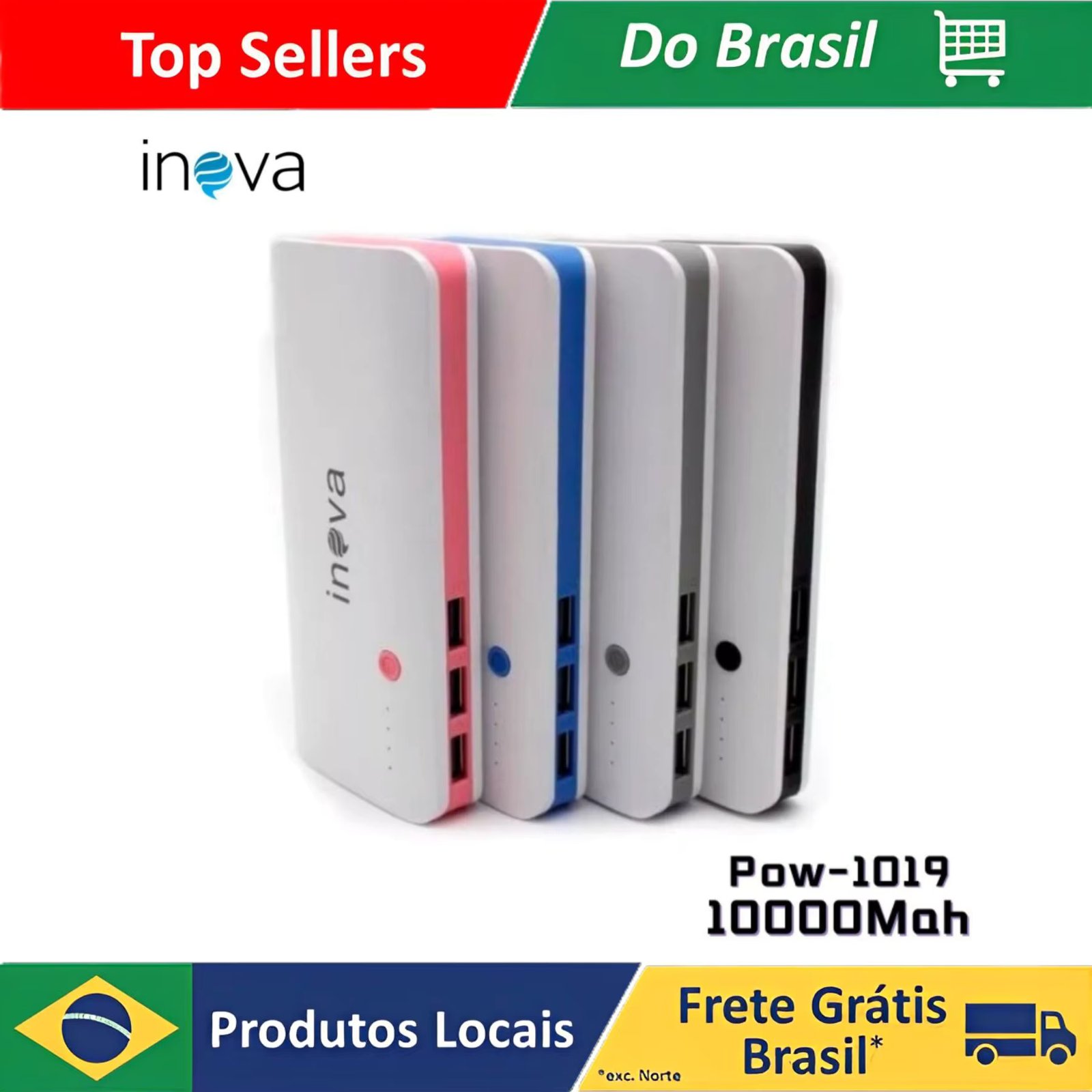 Carregador Portátil Power Bank Inova 10000 Mah Pow-1019
