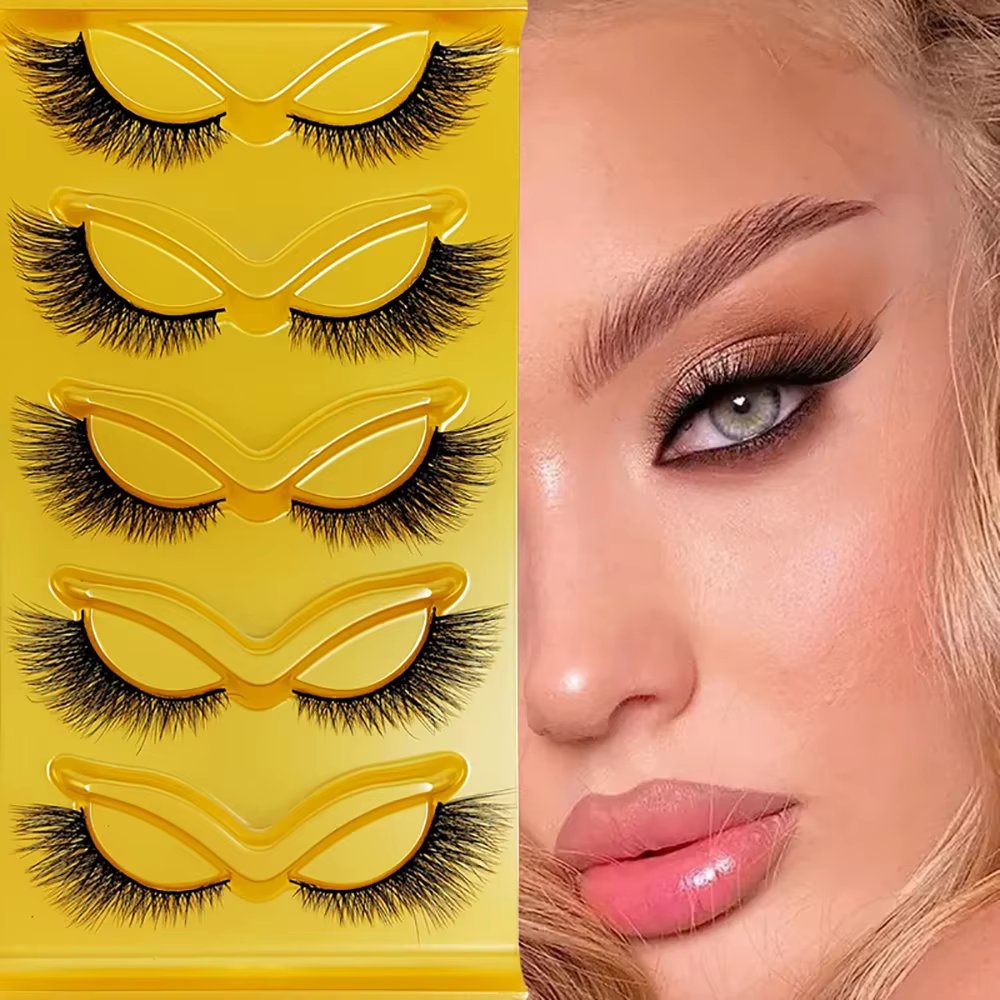 5 Pairs Cat Eye Lashes Wispy Fake Lashes Fluffy Cat Eye Lashes Extensions False Eyelashe
