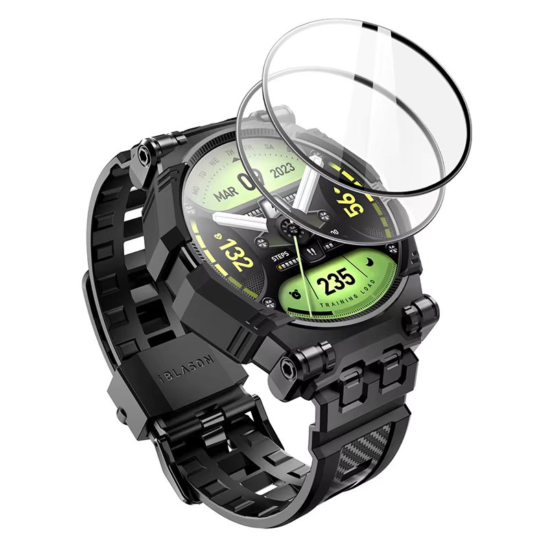 I-BLASON For Samsung Galaxy Watch 6/5/4 Case 44mm Rugged Durable TPU Watch Band with 2-Pack Tempered Glass Screen Protector
