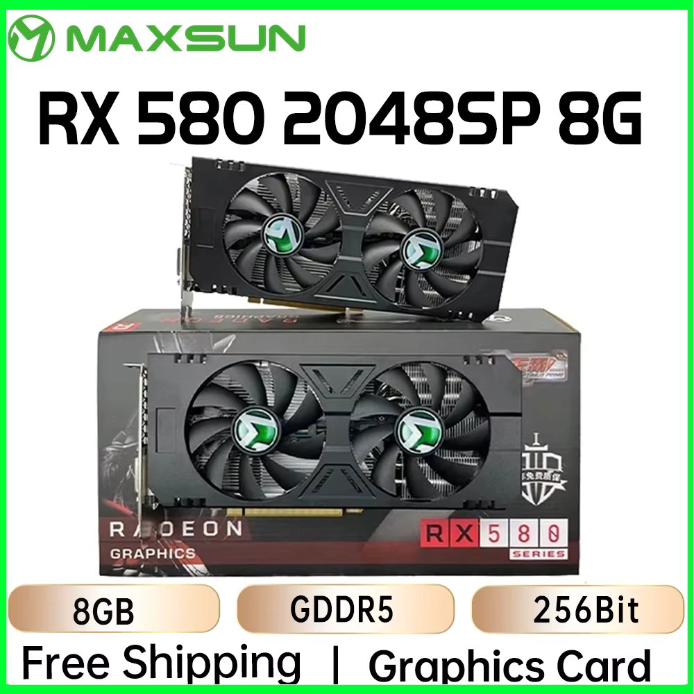 MAXSUN Graphics Cards AMD Radeon RX580 2048SP 8G GDDR5 256bit HDMI+DP*3+DVI Video Card For Desktop Gaming Computer GPU RX 580