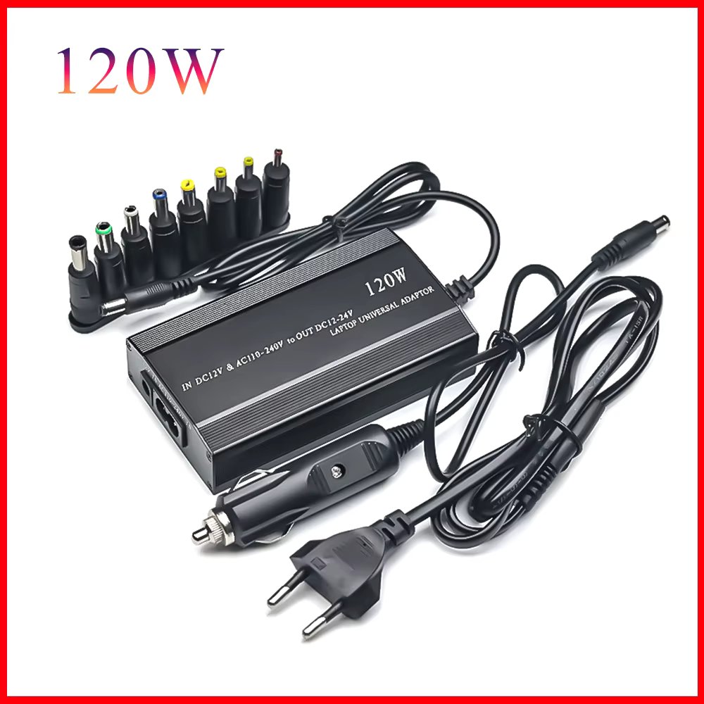 Adjustable 120W 220v 110v To 12V 15V 16V 18V 19V 20V 22V 24V Car Charger Universal AC DC Power Adapter Supply Usb Notebook