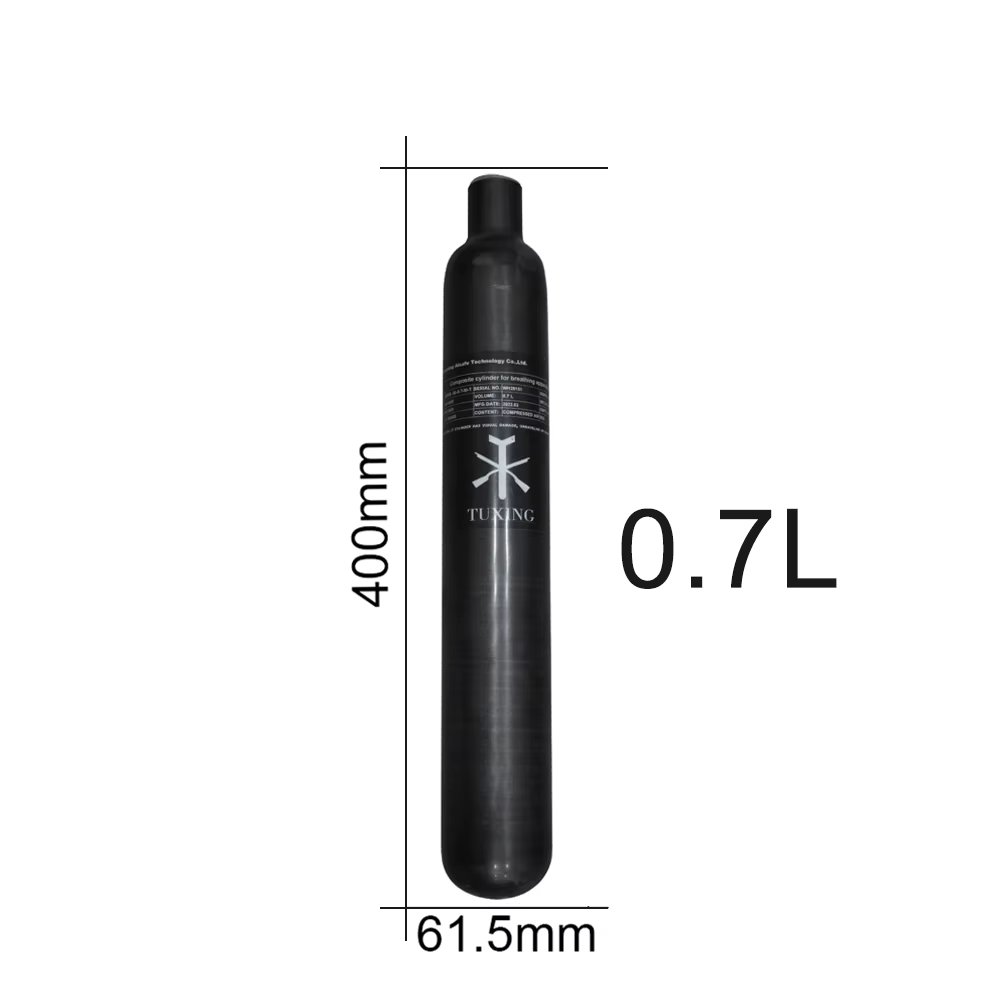 TUXING 300Bar 0.7L 700cc Carbon Fiber Cylinder HPA Tank 30Mpa 4500Psi High Pressure Bottle for Scuba Diving FX Thread M18*1.5