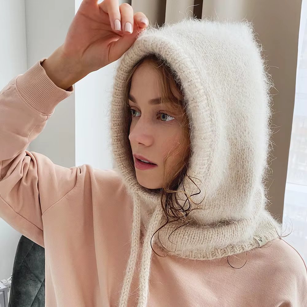 Winter Hats for Women Girls Warm Hooded Scarf Beanie for Female Youth Balaclava Kniting Skull Cap Ear Flap