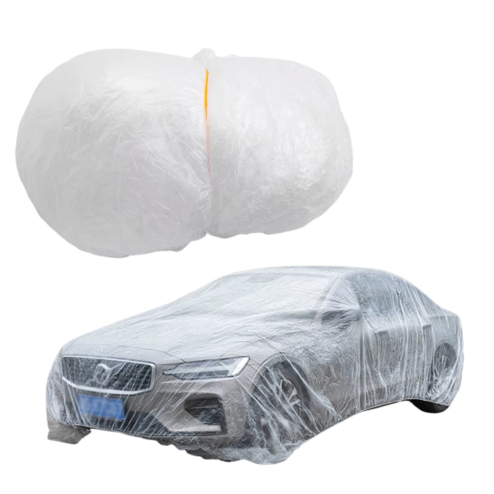 Disposables Car Cover Transparent Car Protective Covers With Elastic Band Dust Resistant Clear PE Car Shield Rain Cover For Car