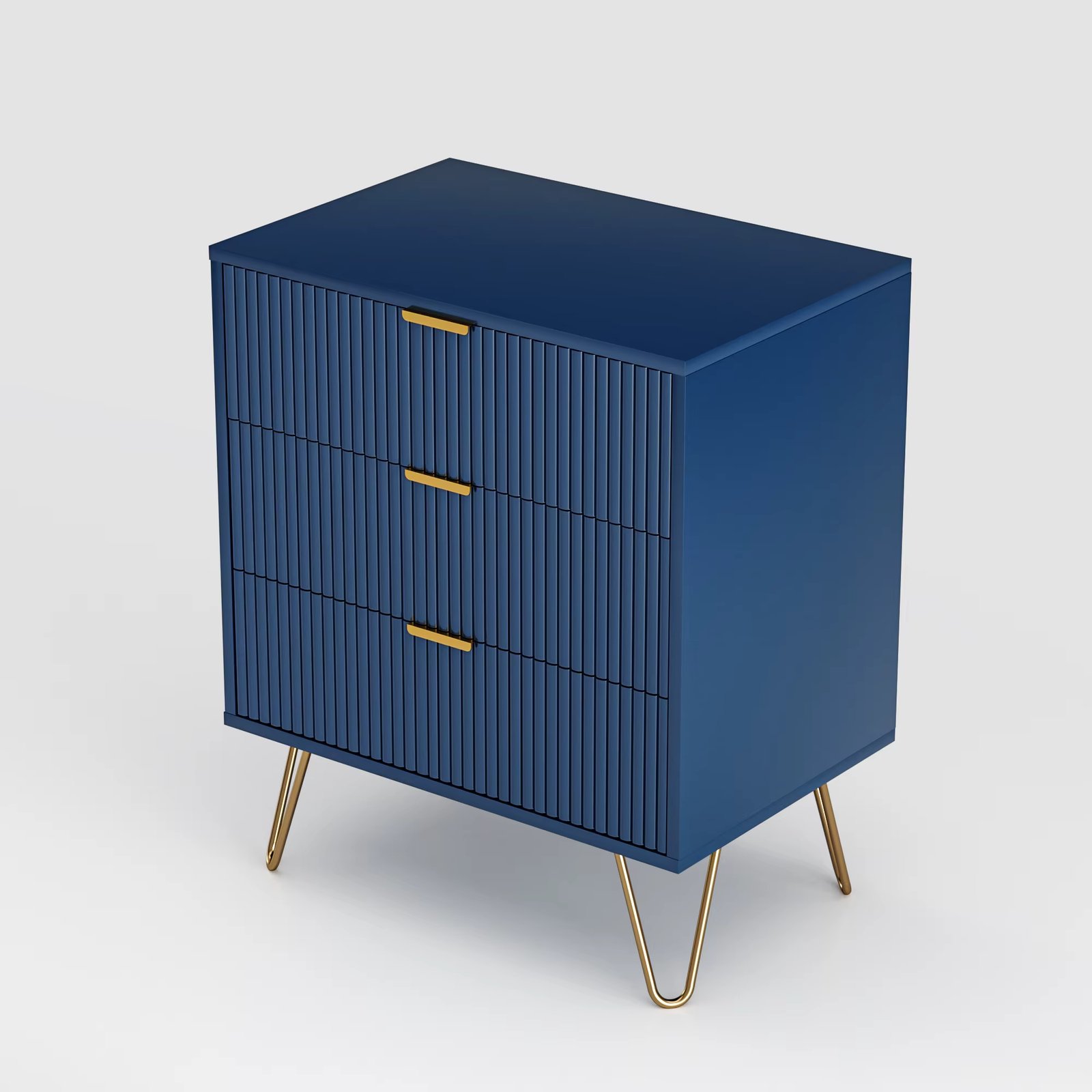 Classic chest of drawers, Bedside Table with 2/3 drawers, storage space in the living room and bedroom, MDF+chipboard,Dark Blue
