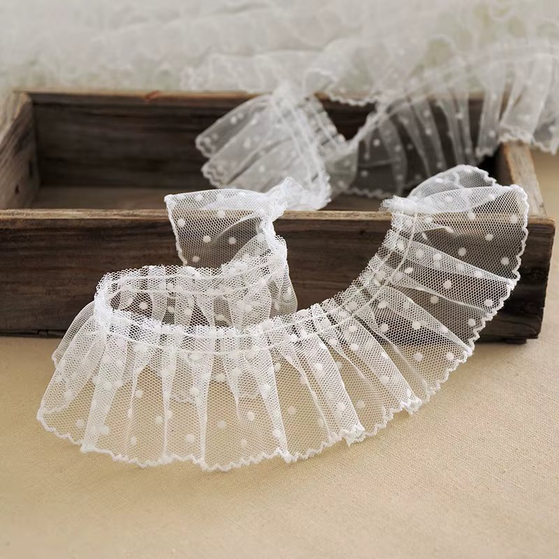 6CM Wide Modern Wavelet Pleated Mesh Yarn Three-dimensional Lace Dress Hair Accessories Boots Bag Pet Decoration