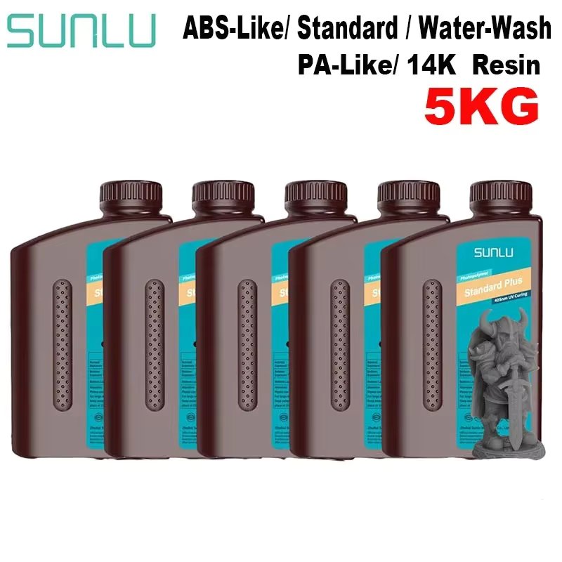 SUNLU 5KG ABS-Like/ Standard / Standard Plus/Water-Wash/PA-Like/14K Standard Resin1KG/Bottle 405nm Rapid UV-Curing Photopolymer