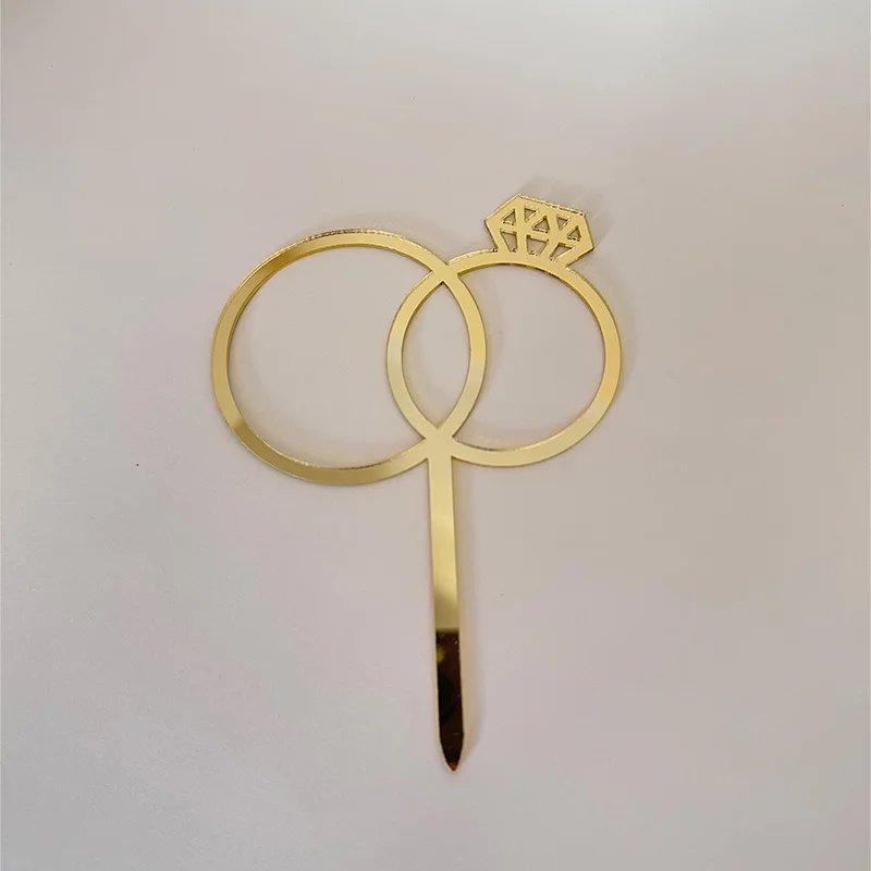 Gold Silver Acrylic Diamond Ring Shape Cake Topper Wedding Cake Decoration Bridal Shower Party Supplies Bachelor Party Gift