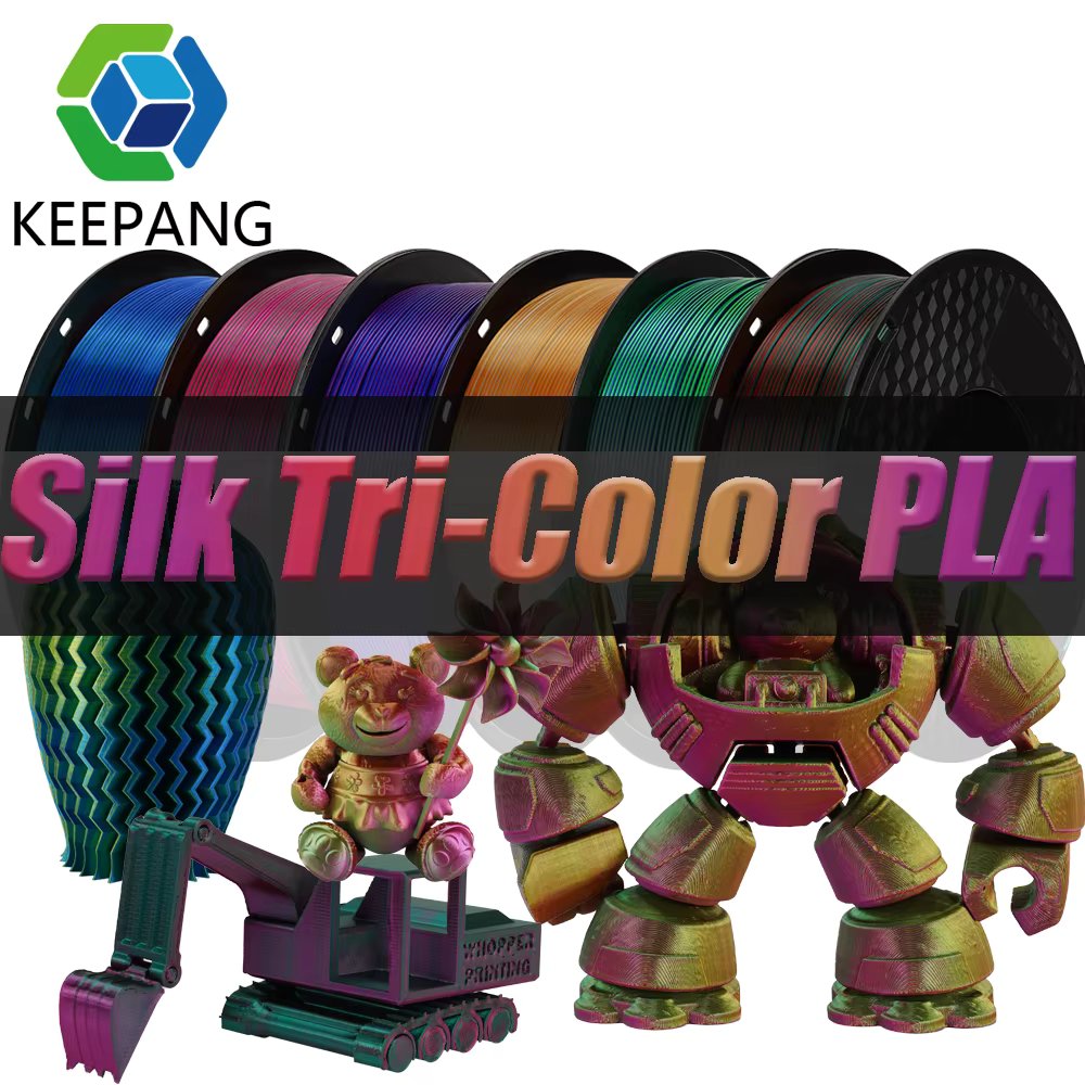 New Tricolor Silk PLA 1.75mm Dimensional Accuracy+/-0.03mm High Precision Multicolor Eco-Friendly 3D Printer Filament