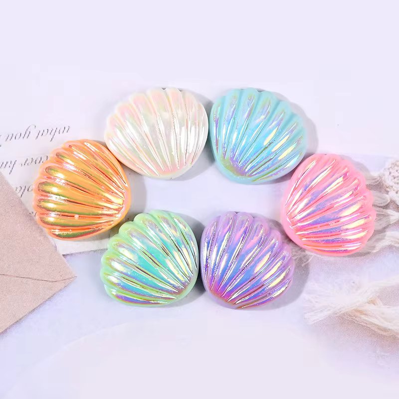 Kawaii Laser Mixed Colored Shell Flatback Rhinestone Resin Cabochons Embellishments for Cardmaking Scrapbooking Materials