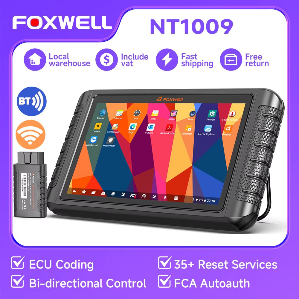 Foxwell NT1009 OBD2 Automotive Scanner EPB SAS EGR DPF Oil ABS A/F Reset OBD Diagnosis Tools Full System Dianosis Scan Tools