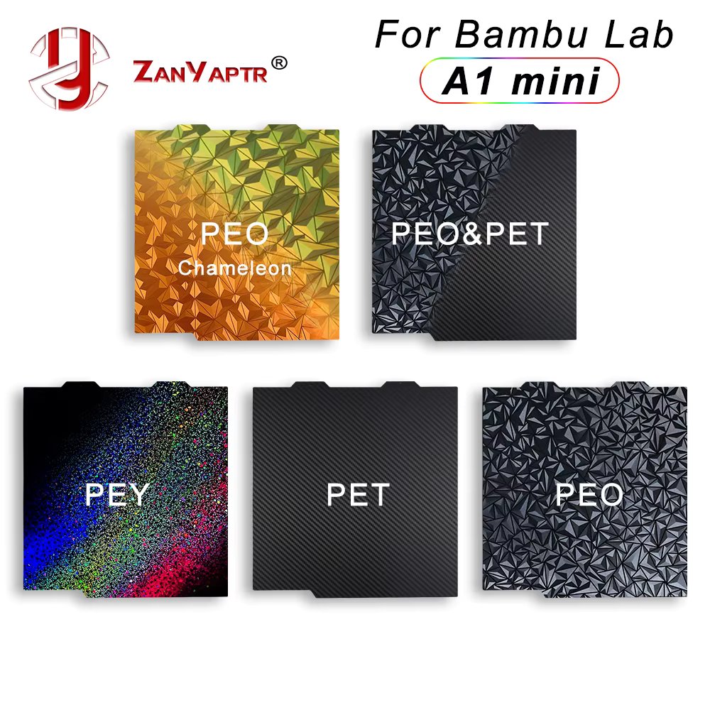 For Bambu Lab A1 Mini Textured Pei Sheet 180x180 Build Plate Double sided Carbon Spring Steel Sheet 3D Printer For Bambulab