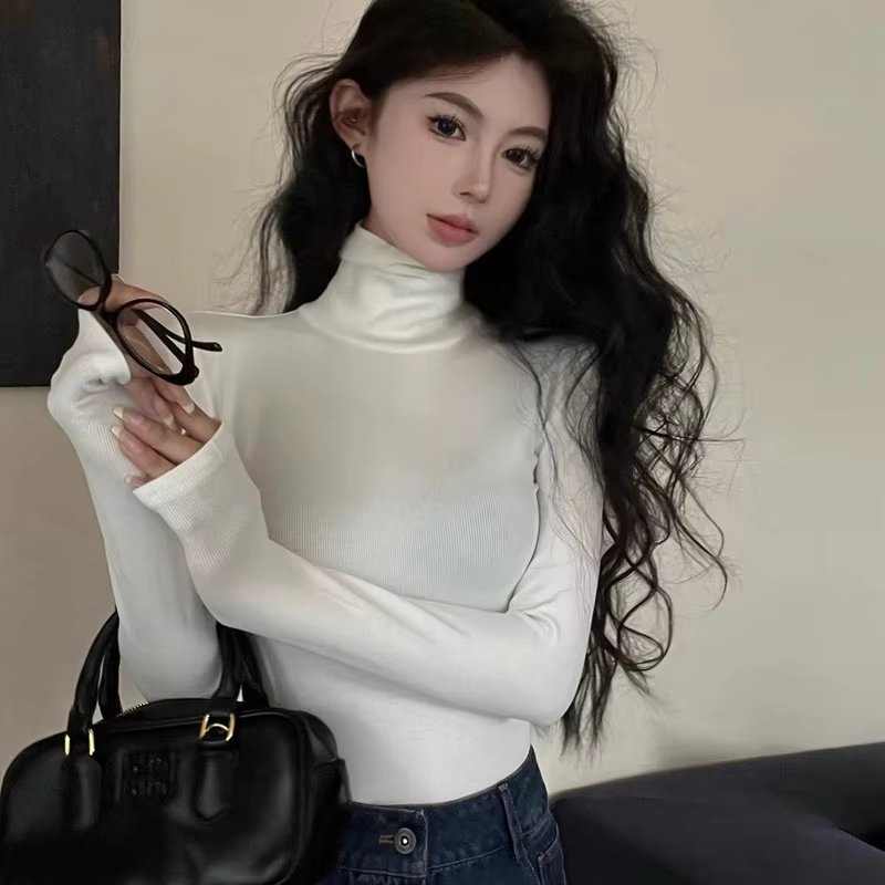 Winter Women Classic Basic Turtleneck Tops Lady Comfortable Thermal Long Sleeve Clothes Female Retro Versatile Elastic Pullover