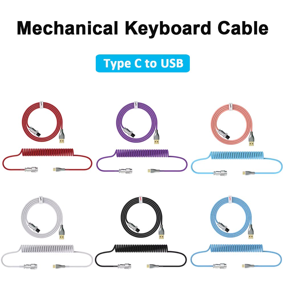 Coiled Cable  Mechanical Keyboard Aviator Cable Type-C to USB Connector Keyboard Aviation Cable For Gaming Keyboard Accessory