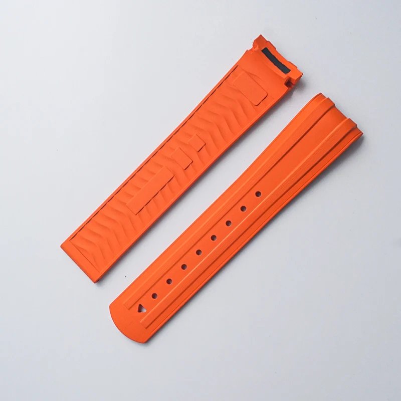 New Soft FKM Fluorous Rubber 20mm Curved End For Omega Strap For Seamaster 300 Diving Belt Fold Buckle Replacement Watch Band