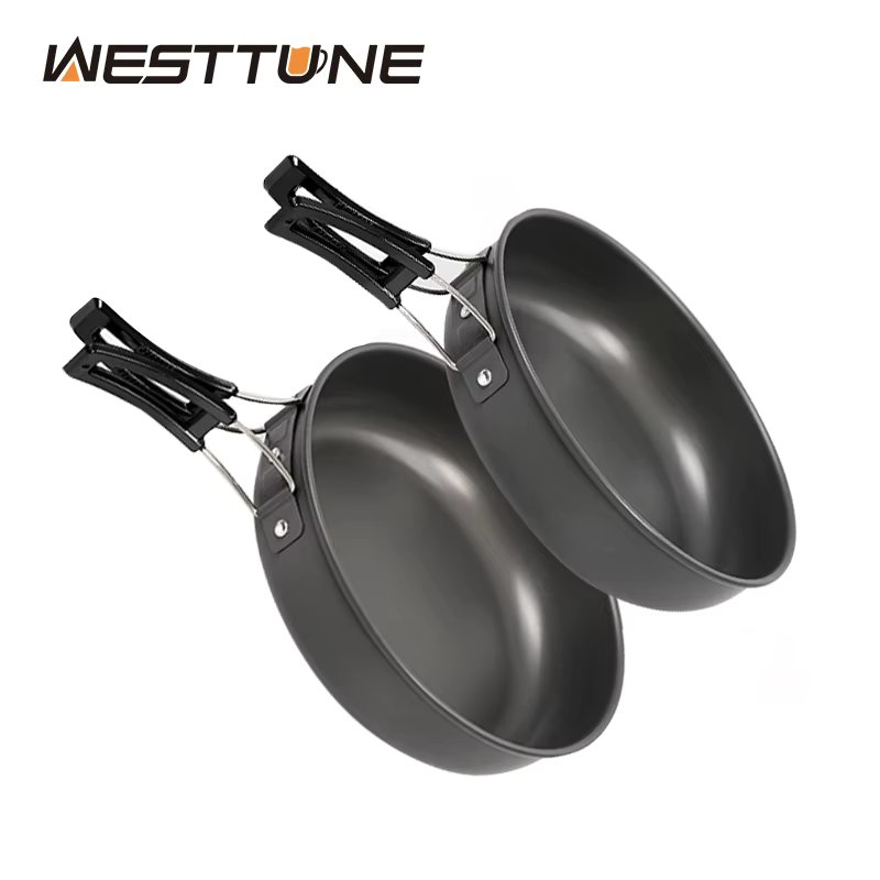 WESTTUNE Outdoor Non-stick Camping Frying Pan with Foldable Handle Aluminum Portable Ultralight Hiking Skillet Camping Cookware