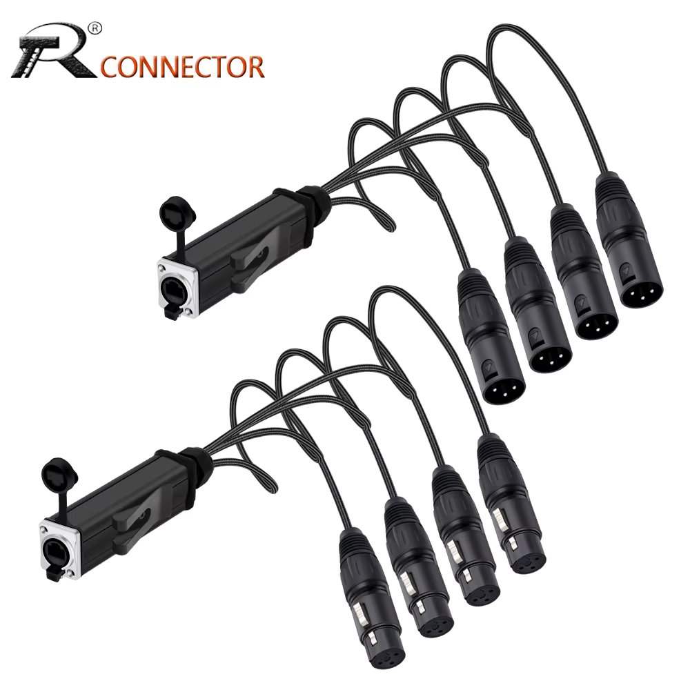 RJ45 CAT5 with Shielded to 4 Channel 3Pin XLR Male/Female Connector Multi Network Receiver Cable for Stage Recording Studio