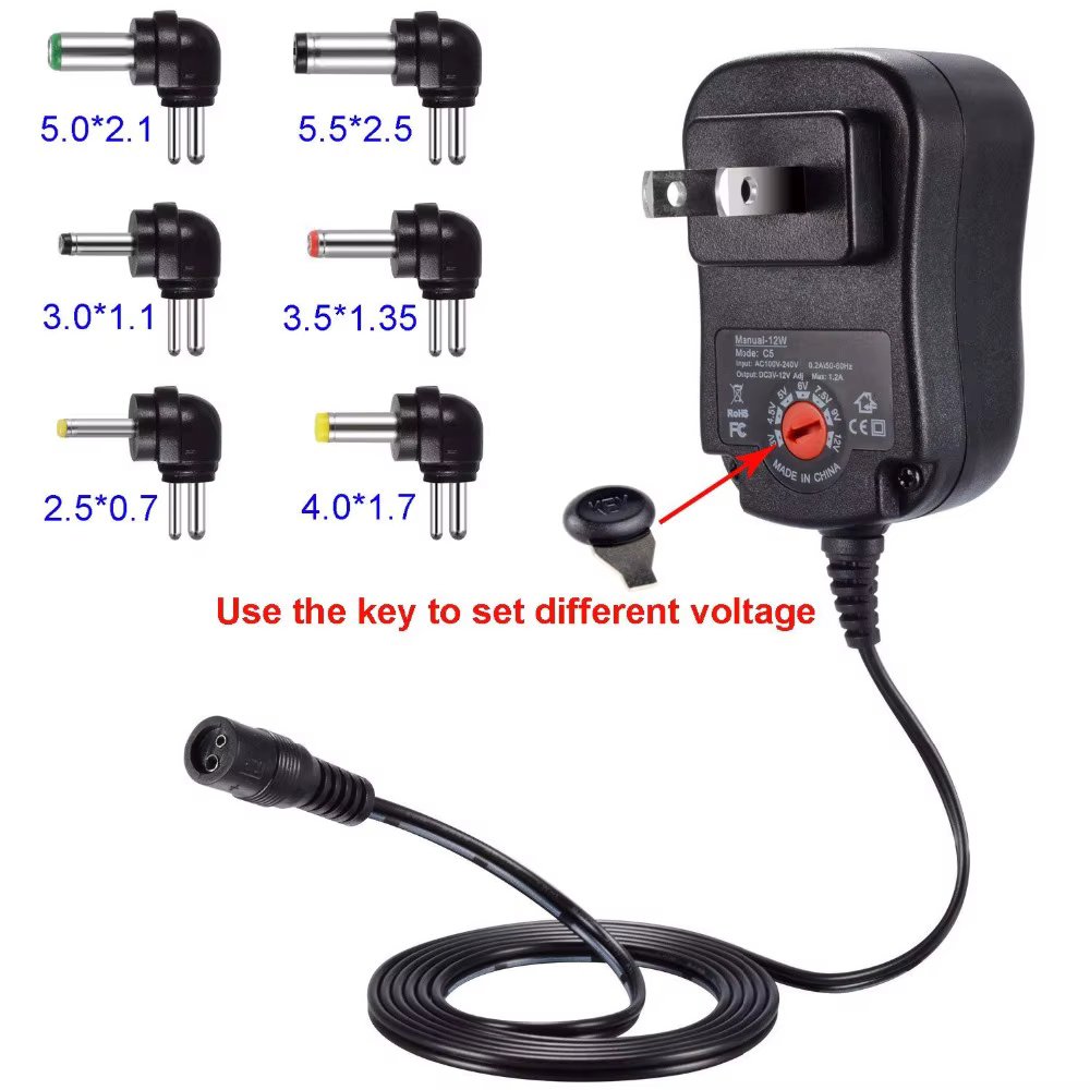 US/EU/UK PLUG 12W Universal Power Adapter Plug Multi Voltage 3V 4.5V 5V 6V 7.5V 9V 12V AC DC Power Supply Charger 3V-12V