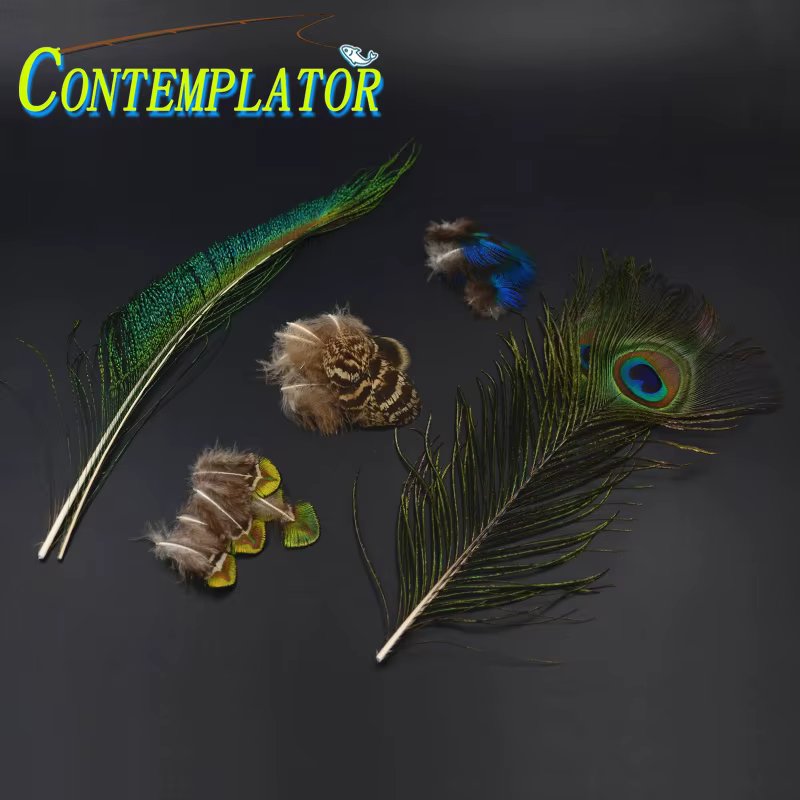 34pcs Assorted Fly Tying Different Peacock Feather For Sea Trout Wet Fly Pattern Selected Peacock Tails Swords Gold Body Feather