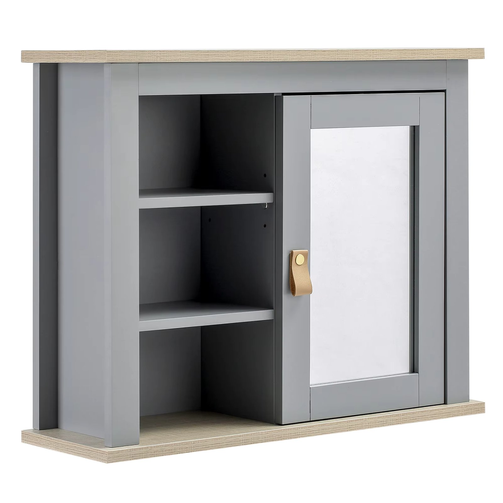 Kleankin bathroom cabinet with mirror wall auxiliary cabinet with 1 door and adjustable shelves storage kitchen Hall