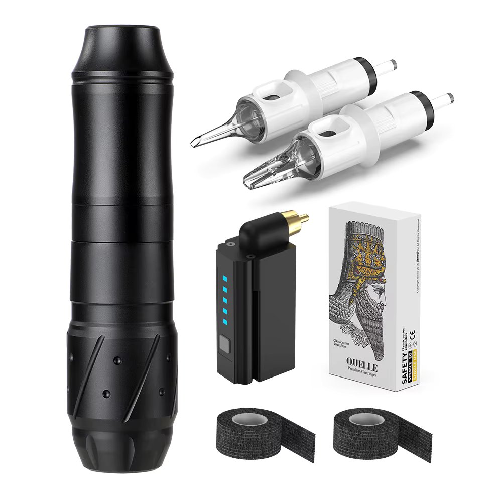 HAWINK Tattoo Pen Set Machine Professional Needles Power Supply Battery RCA Connection For Tattooing Artist Makeup Art Kit EM155