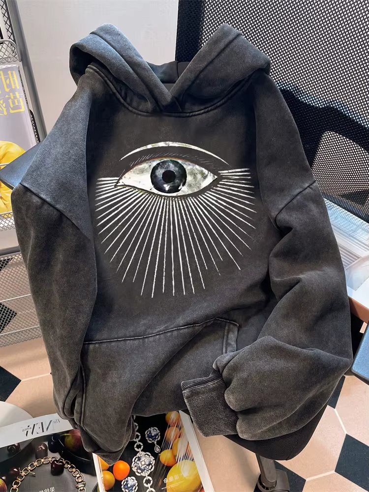 2024 New High-end Fried Street Hooded Sweater Men's and Women's Spring and Autumn National Tide Brand American Old Washed Jacket