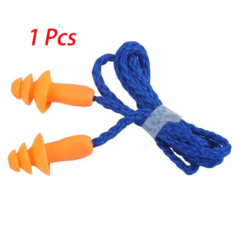 1/5/10 Pcs Silicone Corded Ear Plug Protector Reusable Hearing Protection Noise Reduction Safe Work Comfortable Earplugs Earmuff
