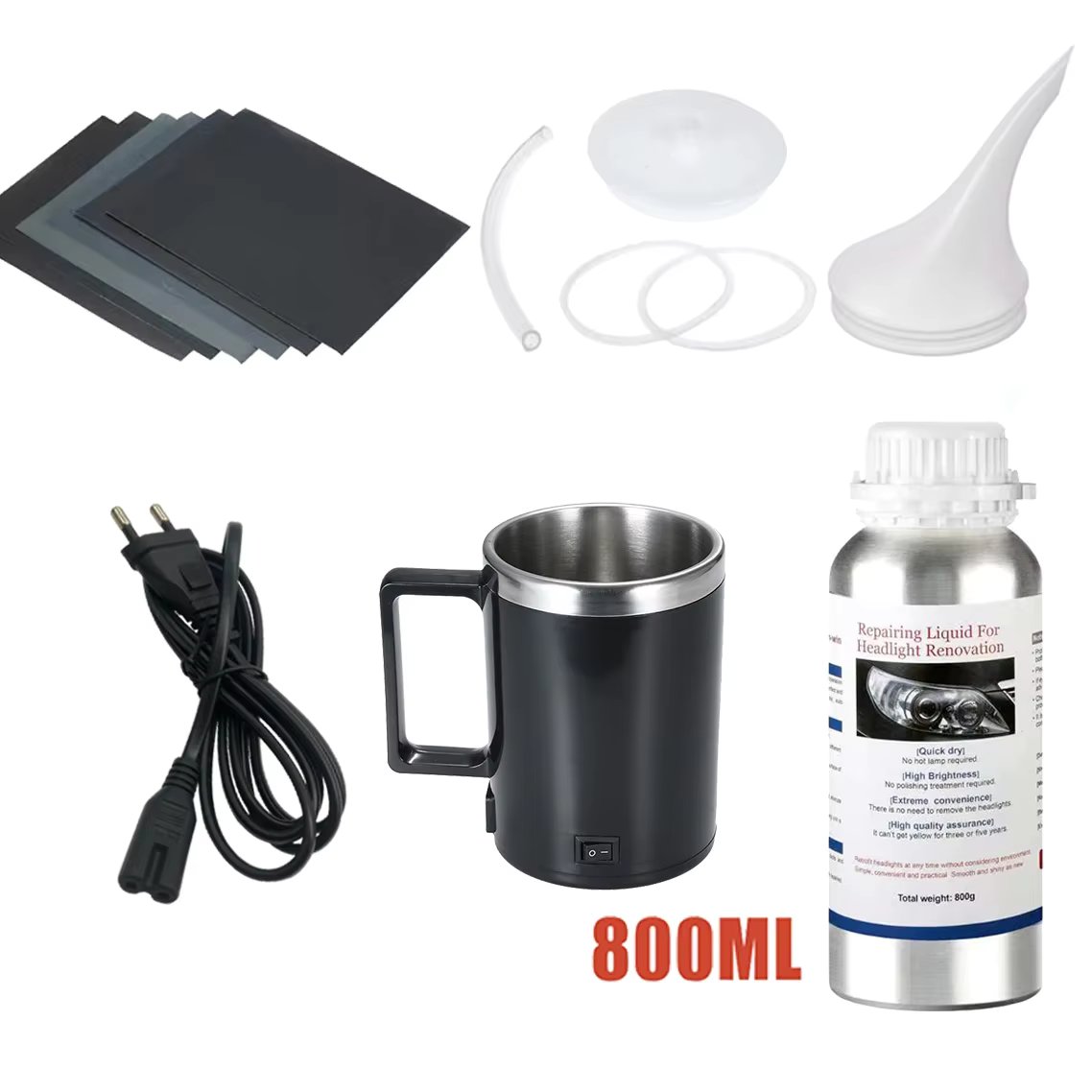 Car Headlight Restoration Repair Kit 800ML Liquid Polymer Auto Headlights Renovation Polishing Restorer set Automotive Care tool