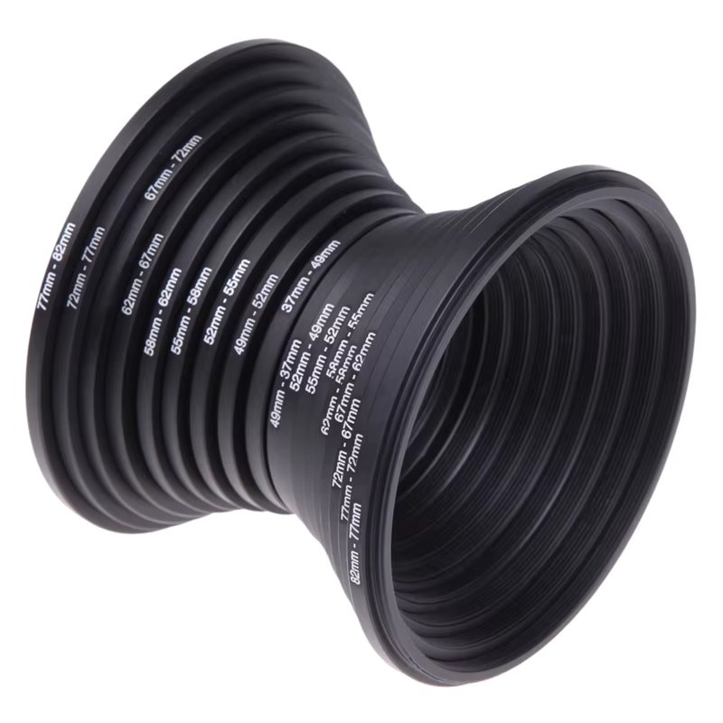 8pcs Filter Step Up Rings Adapter 49-52-55-58-62-67-72-77-82mm 49mm-82mm Filter Lens Camera Accessories High Quality