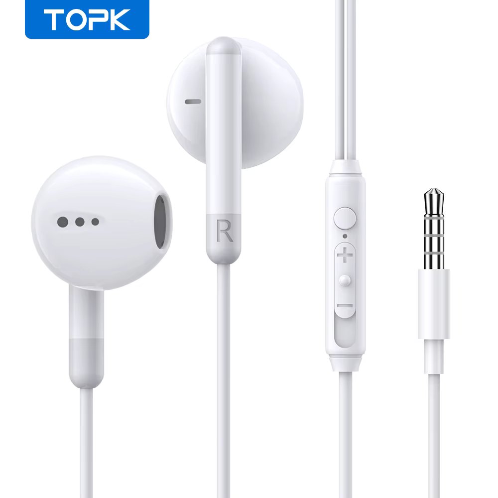 TOPK Earphones 3.5mm In-Ear Wired Headphones Wired Control Sport Headset for Xiaomi Samsung Smartphone With Microphone