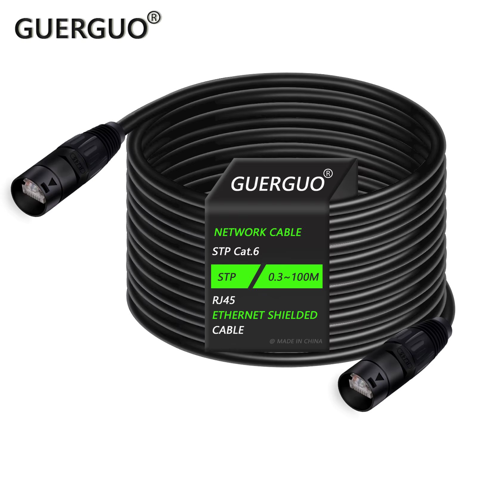 0.3M-100M Cat5/CAT6 Stage Ethernet Extension Shielded Cable Outdoor&Indoor LAN Network STP/SFTP Cable with Zinc Alloy RJ45 Plug