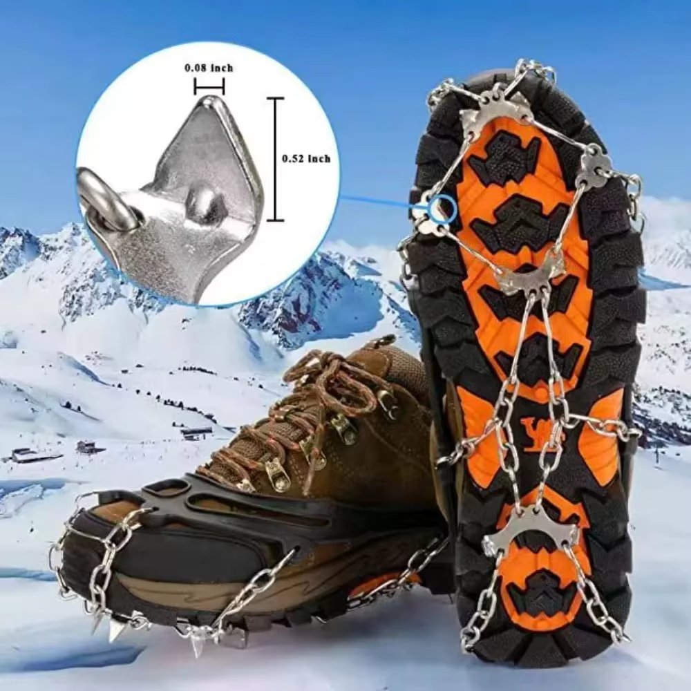 Winter Outdoor Hiking Climbing Snow Spikes Crampons Cleats Chain Claws Grips Boots Cover Ice Gripper Spike for Shoes Anti Slip