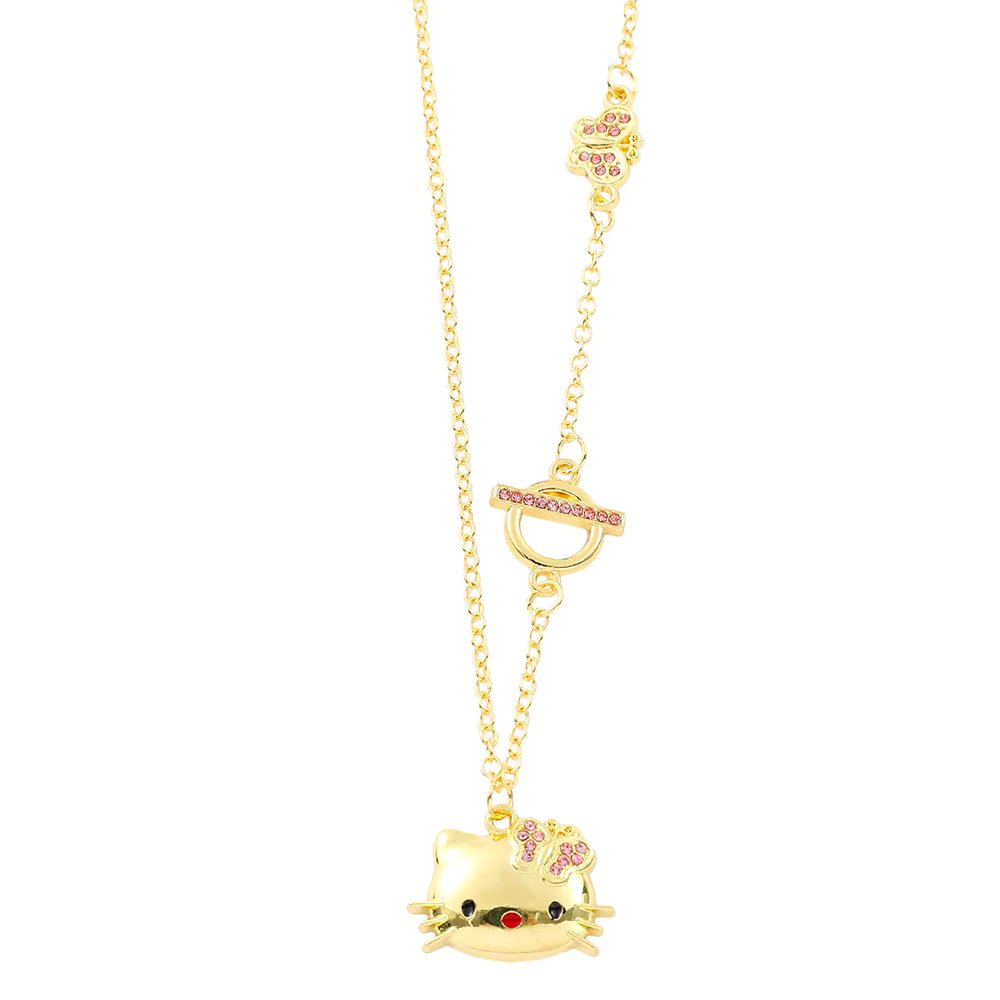 Anime Hello Kitty Sanrio Necklace Y2K Collar Kawaii Adjustable Pendant Golden Diamonds Jewelry Accessory Girl Gifts