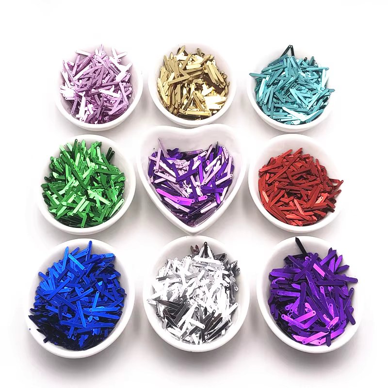 100Pcs/Pack 3*20mm Rectangle Bar Arrow Tip Sequins PVC Paillettes Sewing Wedding Craft DIY Lentejuelas Garment Accessories