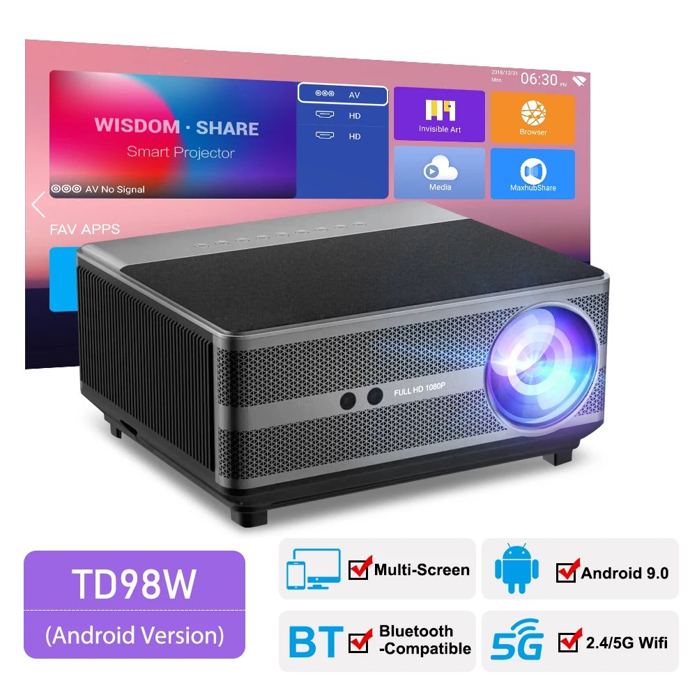 ThundeaL TD98 1080P Full HD Projector LED 4K WiFi Android Projector Auto Focus TD98W PK DLP 3D Video Smart Home Theater Beamer