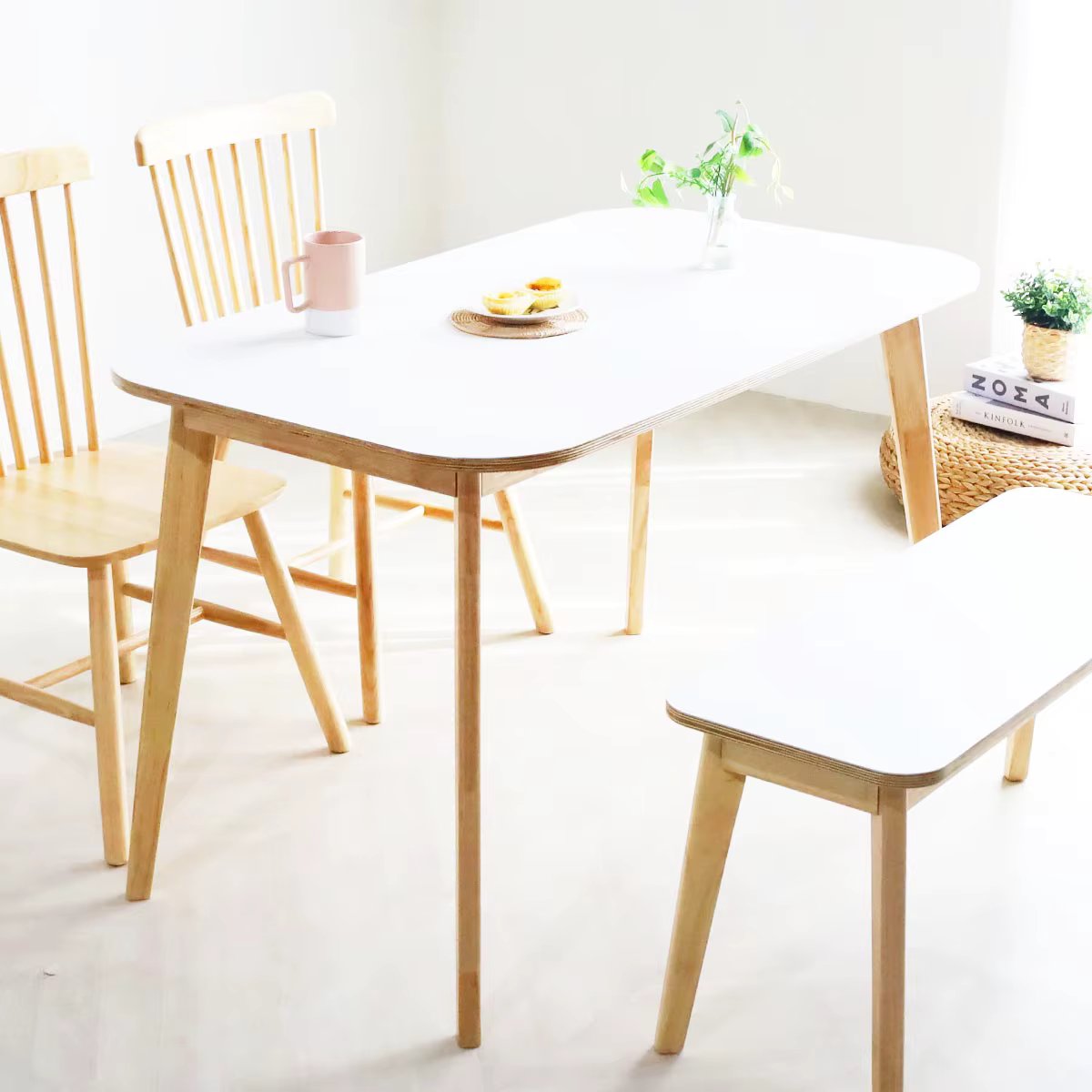 Pau Wood square table 1200 HPL laminate (light fire)