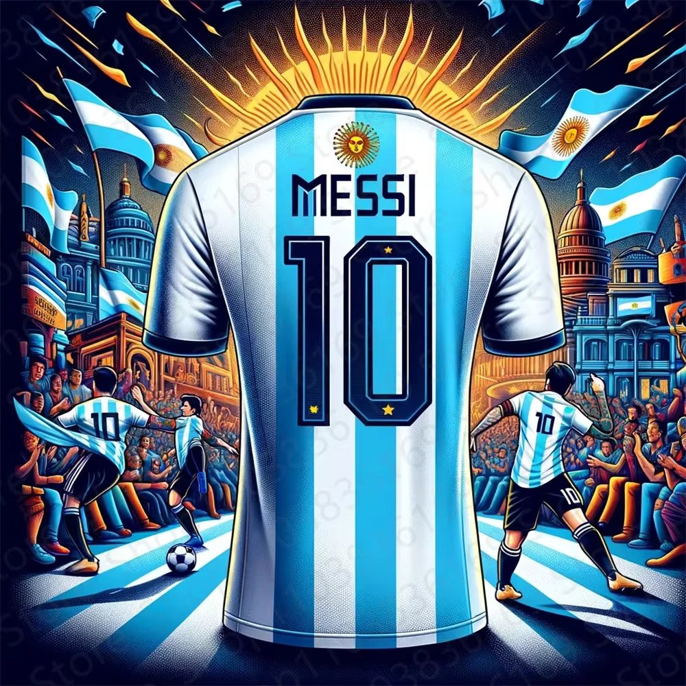 2024 New Ai Messi Football Fan Jersey Kids Adult Summer Sports Soccer Training T-Shirt Childrens Top Round Neck Loose Sweatshirt